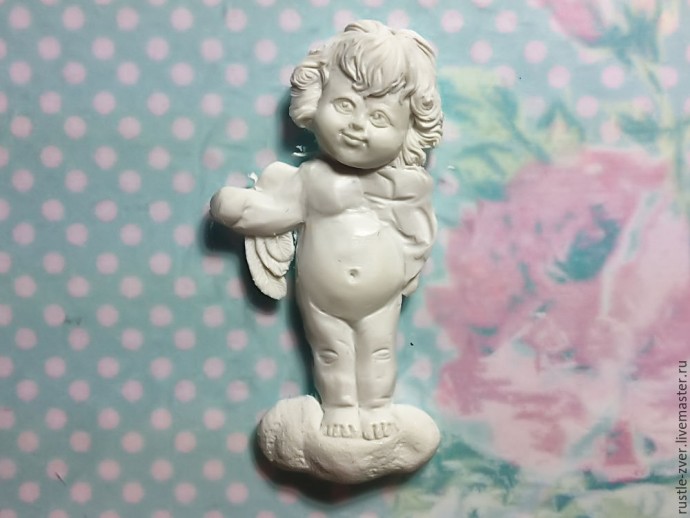 Ангел с розочками из полимерной глины