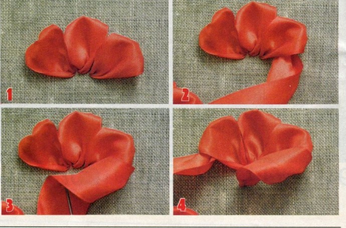 Вышиваем лентами тюльпаны