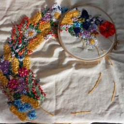 Большое панно: вышивка атласными лентами