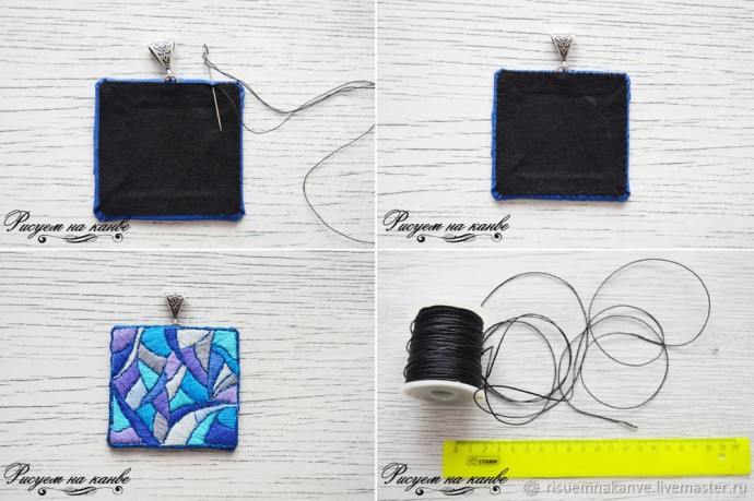 Колье с вышитым гладью кулоном