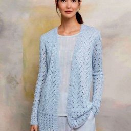 Небесно-голубой ажурный кардиган
