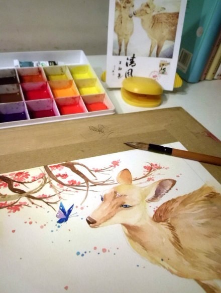 Рисуем оленёнка