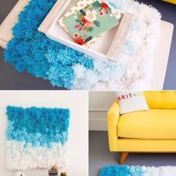 ​Уютный коврик из помпонов с градиентом