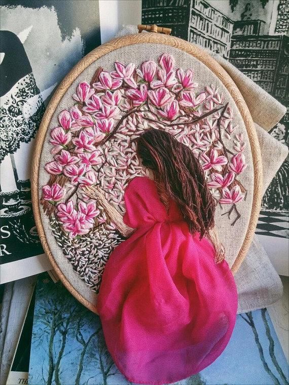 Вышивки с объемными волосами: новые идеи