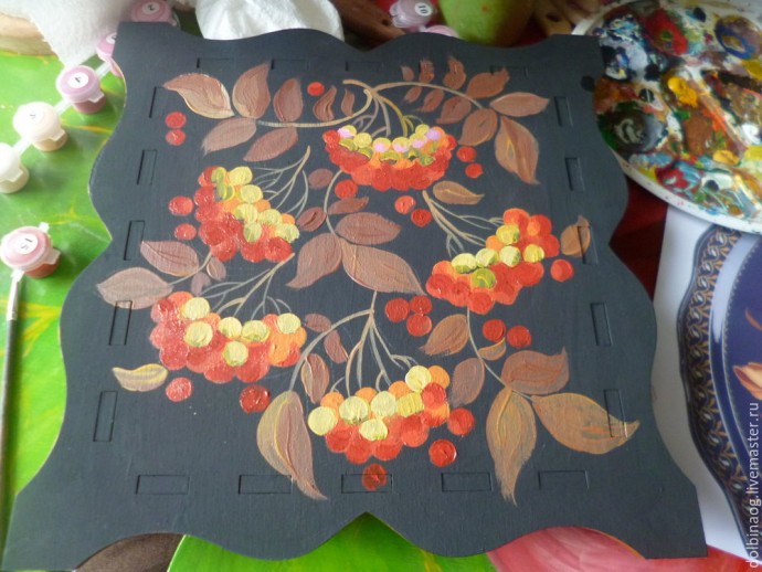 Роспись деревянной шкатулки под Жостово