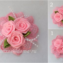 Нежные розочки из лент