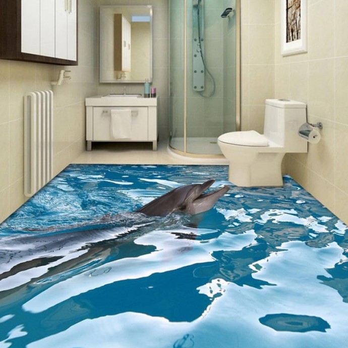 Реалистичный 3D пол в ванной