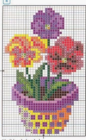 Вышиваем яркие цветы и лейки