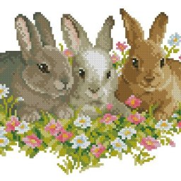 Вышиваем семейство зайчат