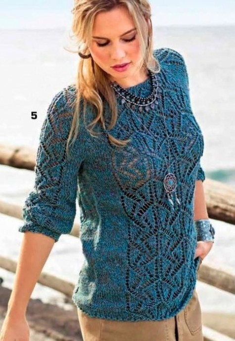 Джемпер спицами с ажурным узором Джемпер спицами с ажурным узором