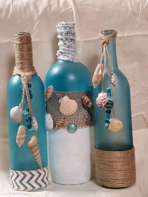 Интерьерные бутылки в морской тематике Интерьерные бутылки в морской тематике