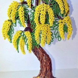 Мимоза из бисера и рубки