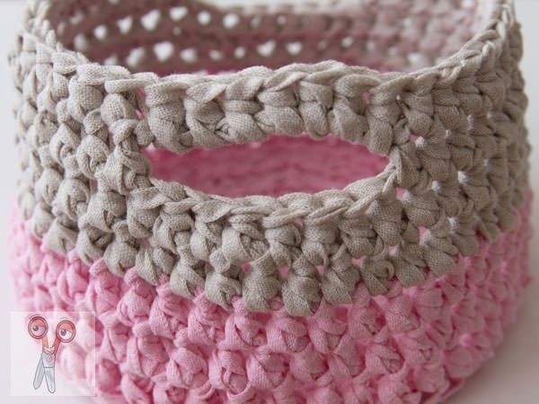 Милая корзинка из трикотажной пряжи