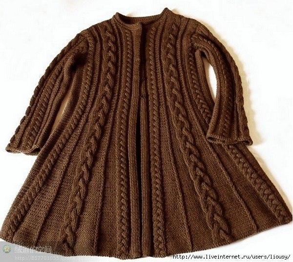 Пальто с узором из кос