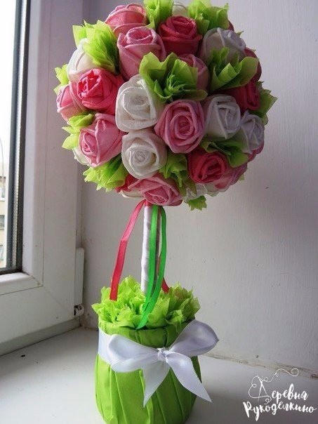 Розы из салфеток