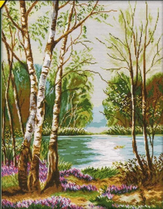 Вышивка "Березовая роща"