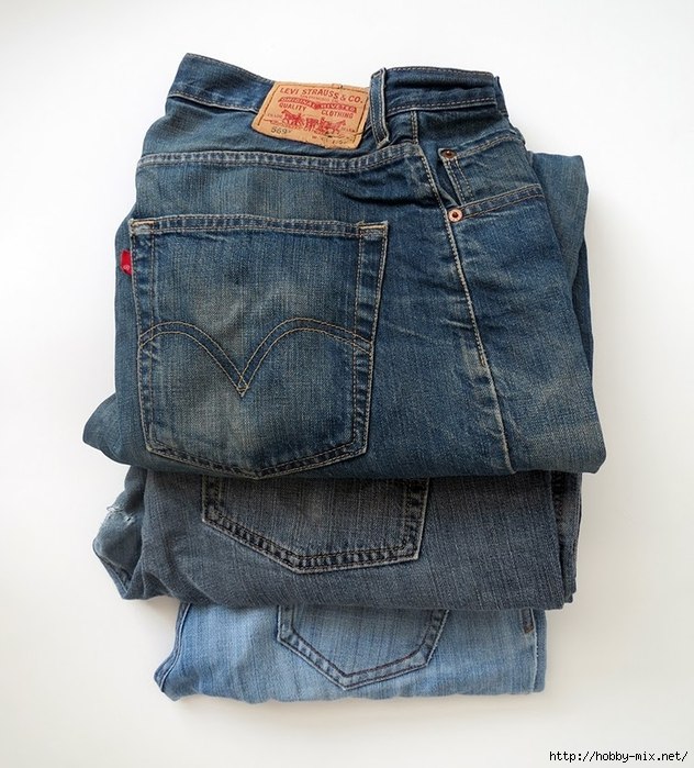 Плетение корзинки из старых джинсов