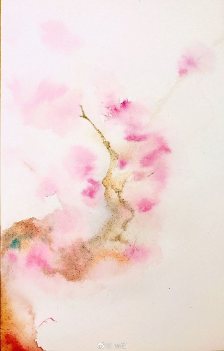 Урок рисования акварелью: цветущее дерево