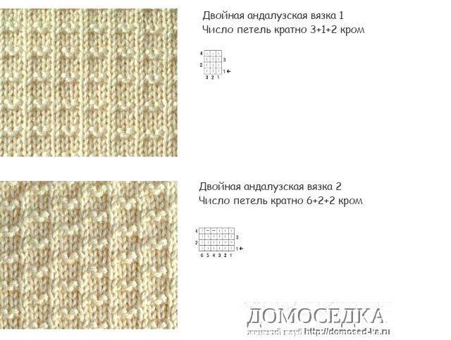 Красивые узоры из лицевых и изнаночных петель