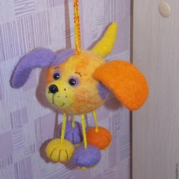 Позитивный пёс Шарик, выполненный в технике сухого и мокрого валяния: часть 1