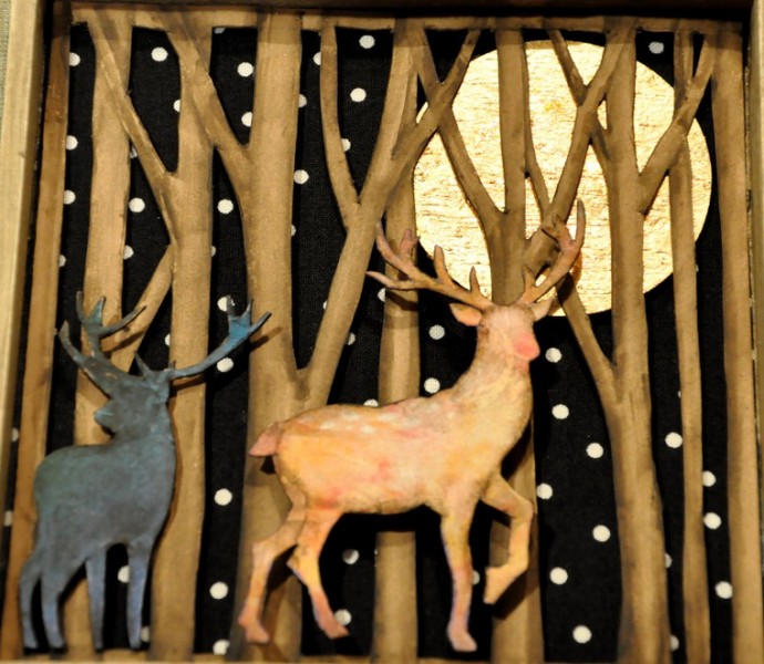 Декор шкатулки с двойной крышкой "Золотой волшебный лес": часть 2