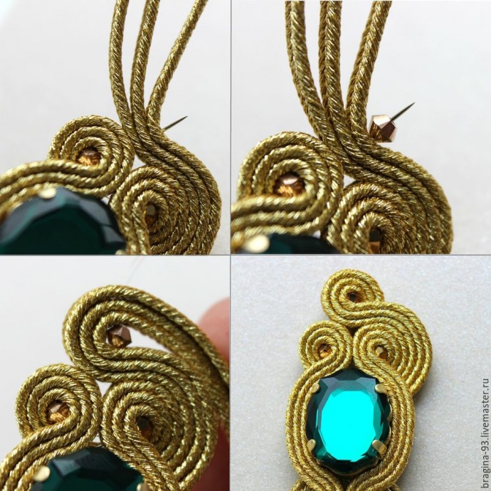 ​Создаем брошь из сутажа и кристаллов Swarovski: часть 2