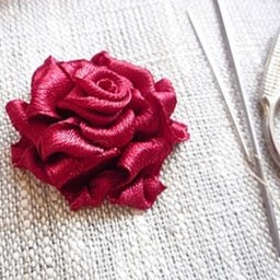 Вышиваем лентами алую прекрасную розу: часть 1