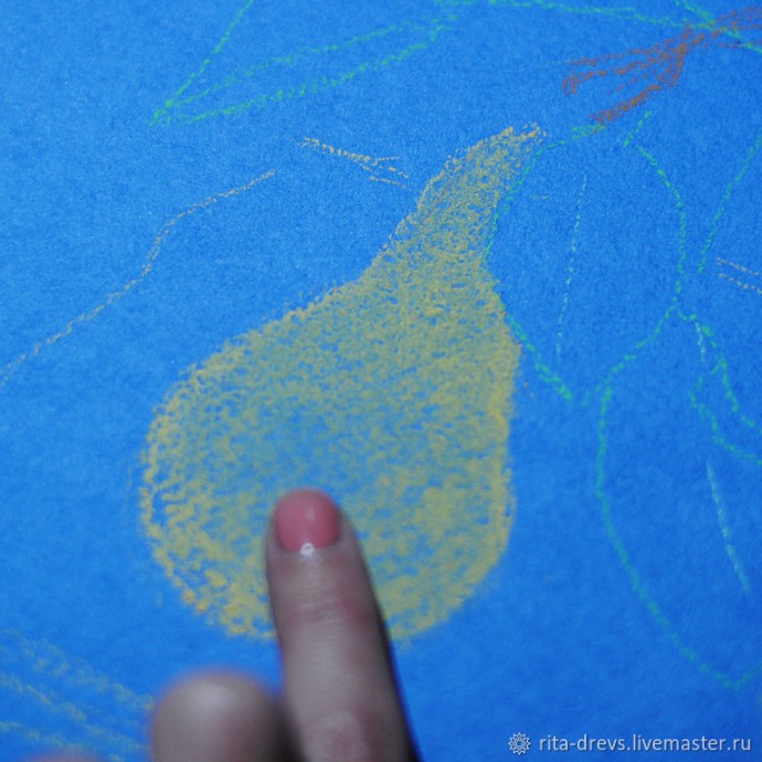 ​Рисование пастелью осенней груши: часть 1