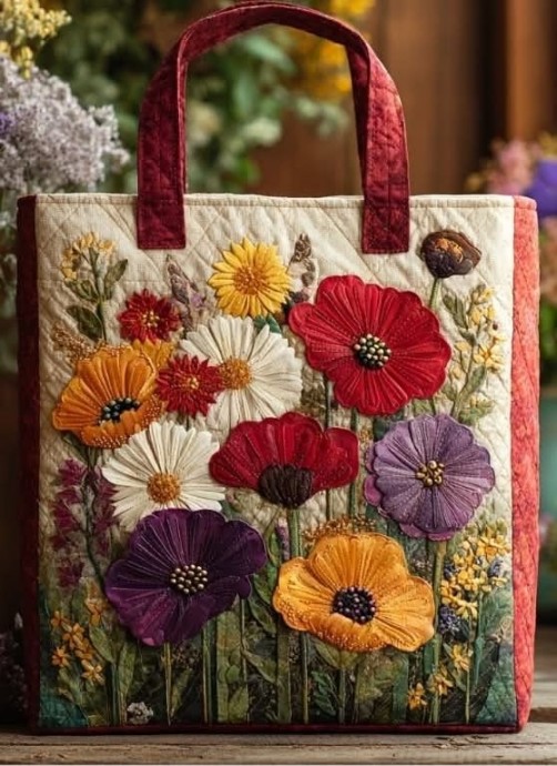 ​Идеи сумок в технике пэчворк с аппликациями