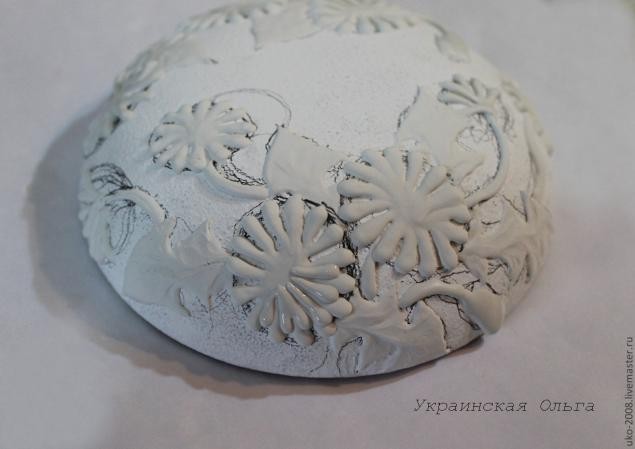 Одуванчики в объемной технике на шкатулке: часть 2