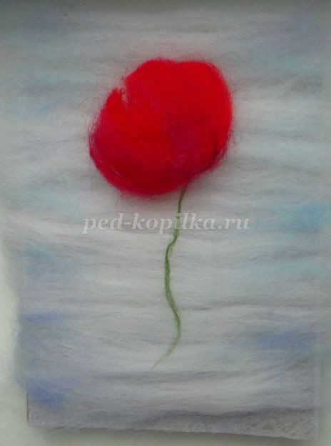 Картина из шерсти "Маки": часть 2