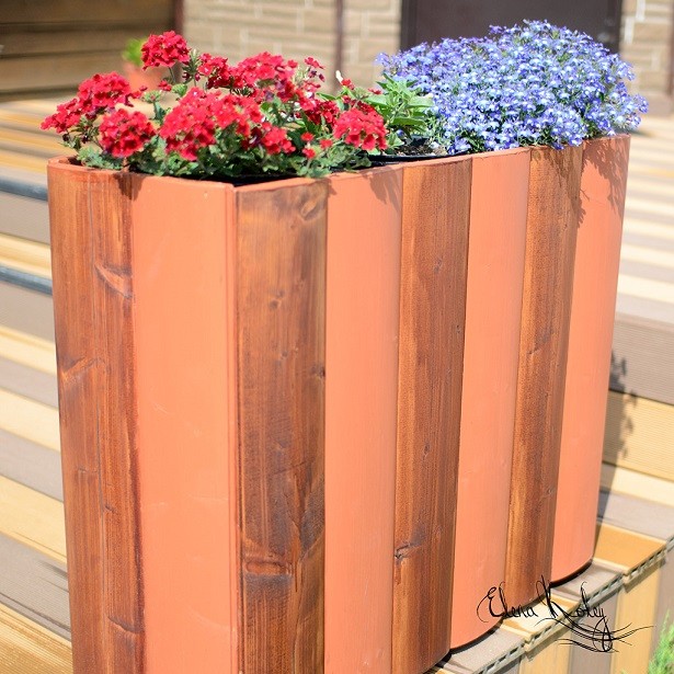 ​Мастерим большие вазоны из досок "блок-хаус": часть 2