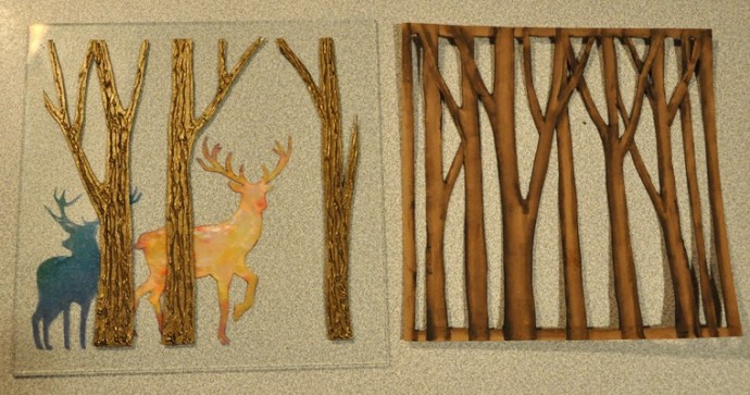 Декор шкатулки с двойной крышкой "Золотой волшебный лес": часть 1