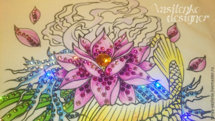 Декорируем футболку "Легкий бриз" стразами Swarovski: часть 3