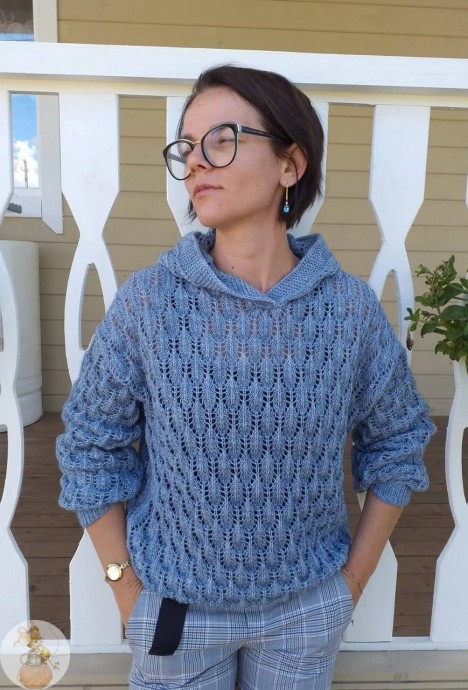 ​Вяжем свитер с капюшоном