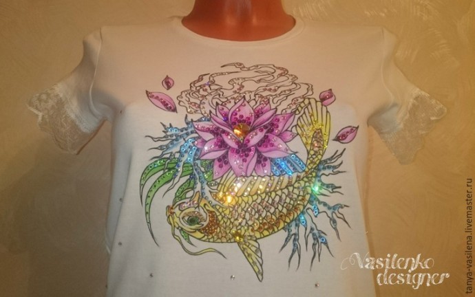Декорируем футболку "Легкий бриз" стразами Swarovski: часть 3
