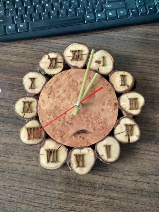 ​Делаем оригинальные деревянные часы из спилов: часть 4