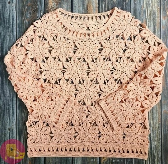 Оригинальный джемпер крючком