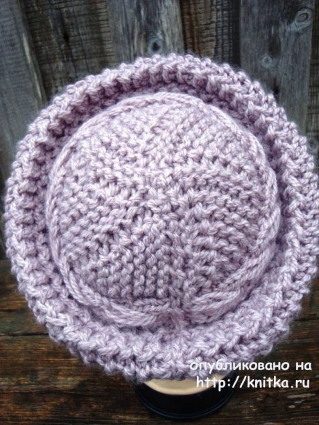 Шапочка "Боярыня" спицами