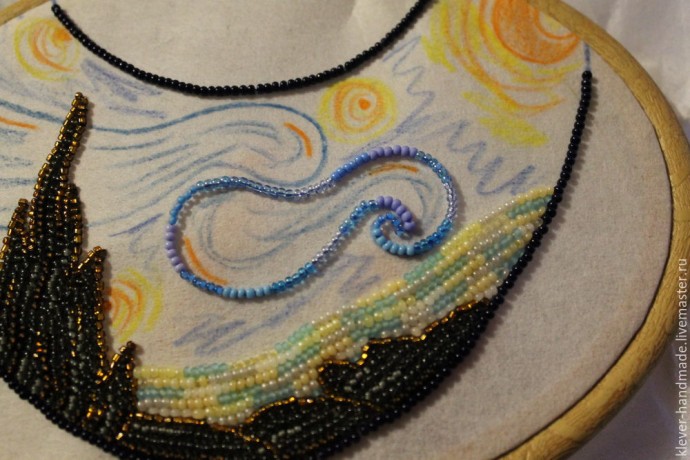 Создаем колье из бисера "Звездная Ночь": часть 2