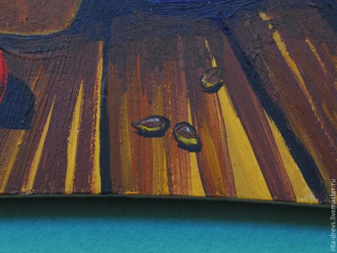 ​Рисуем акрилом добрых домашних духов на кухонной доске: часть 3