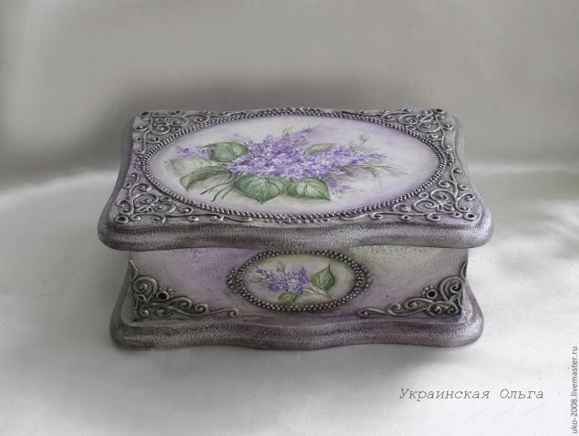 Процесс имитации филиграни и роспись акриловыми красками шкатулки: часть 3