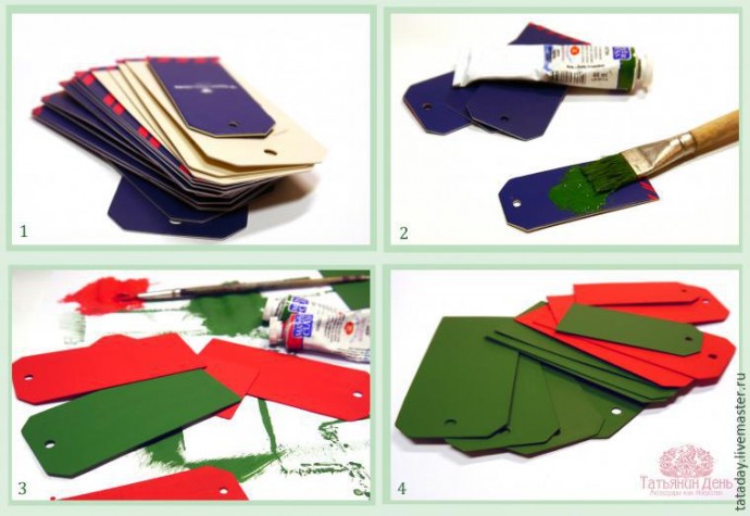 ​Делаем новогодний крафт-пакет с биркой-поздравлением: часть 2