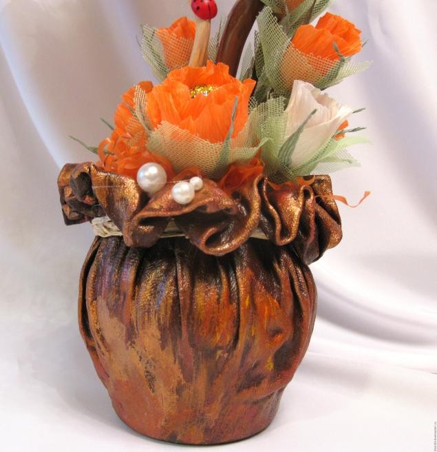 ​Кашпо-горшочек из ткани: часть 2