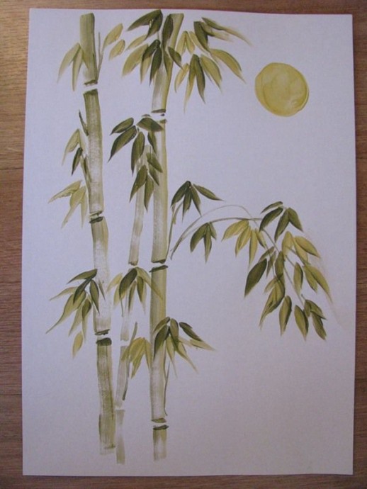 ​Панно в этническом стиле "Луна и бамбук": часть 1