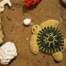 Брошь "Зеленая морская черепаха"