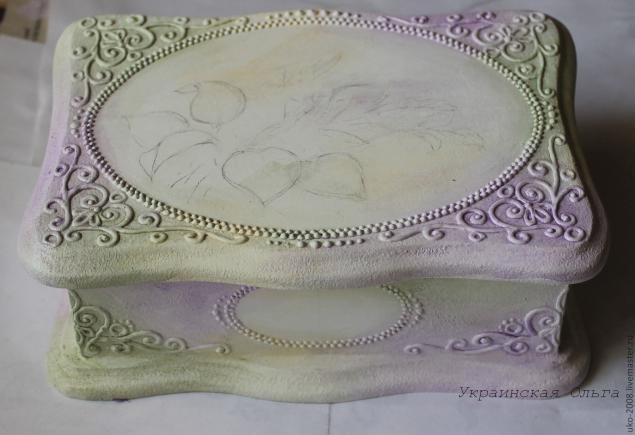 Процесс имитации филиграни и роспись акриловыми красками шкатулки: часть 1