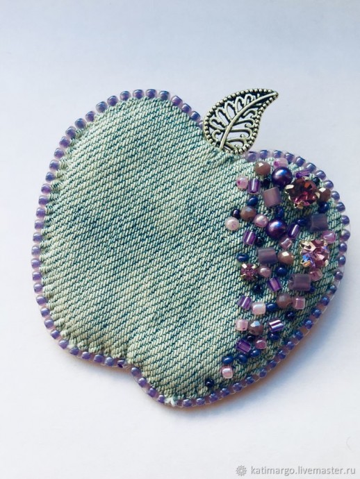 ​Создаем брошь "Яблочко" из джинсы: часть 2