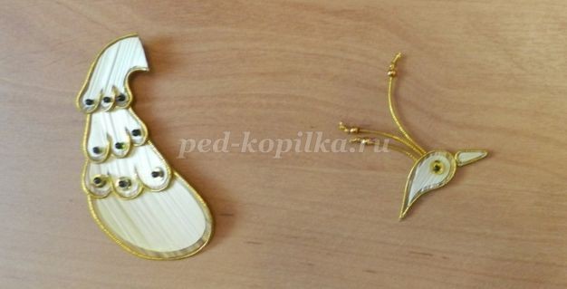 Декоративное панно "Жар-птица" из соломки: часть 3