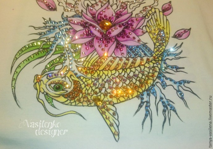 Декорируем футболку "Легкий бриз" стразами Swarovski: часть 3